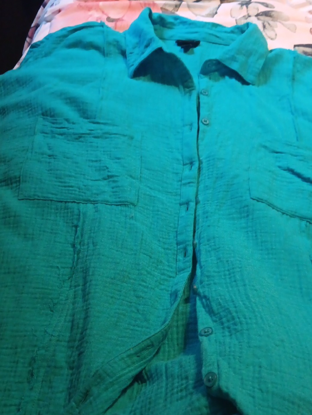 torrid Teal Button-Down Pocket Shirt
